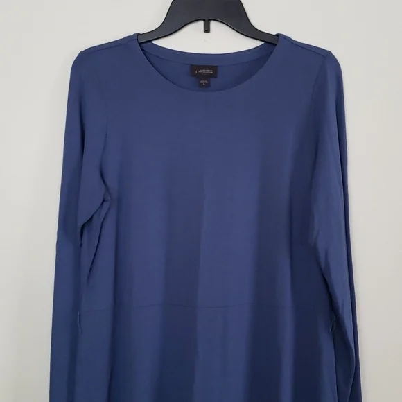 J Jill weaver collection, blue long sleeve dress, flowy, soft, crew neck. Sz M - Picture 2 of 7